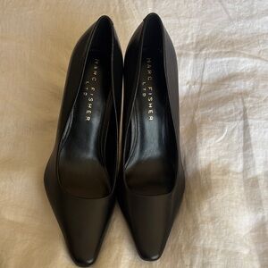 Marc Fisher Black Pointed-Toe Leather Pumps